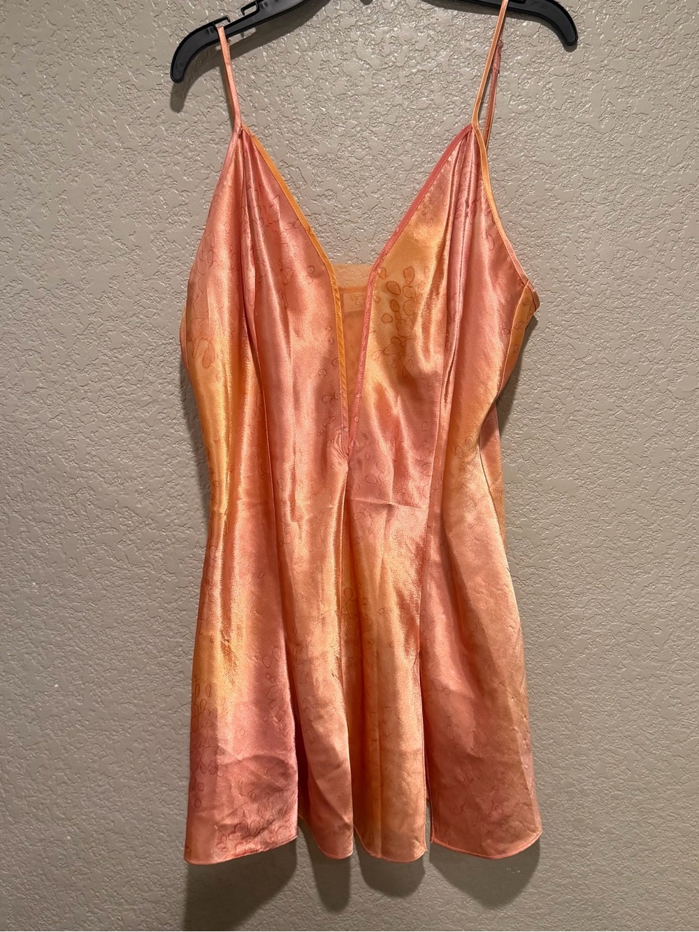 Victoria's Secret Satin Slip Dress in Peach and Gold Trim